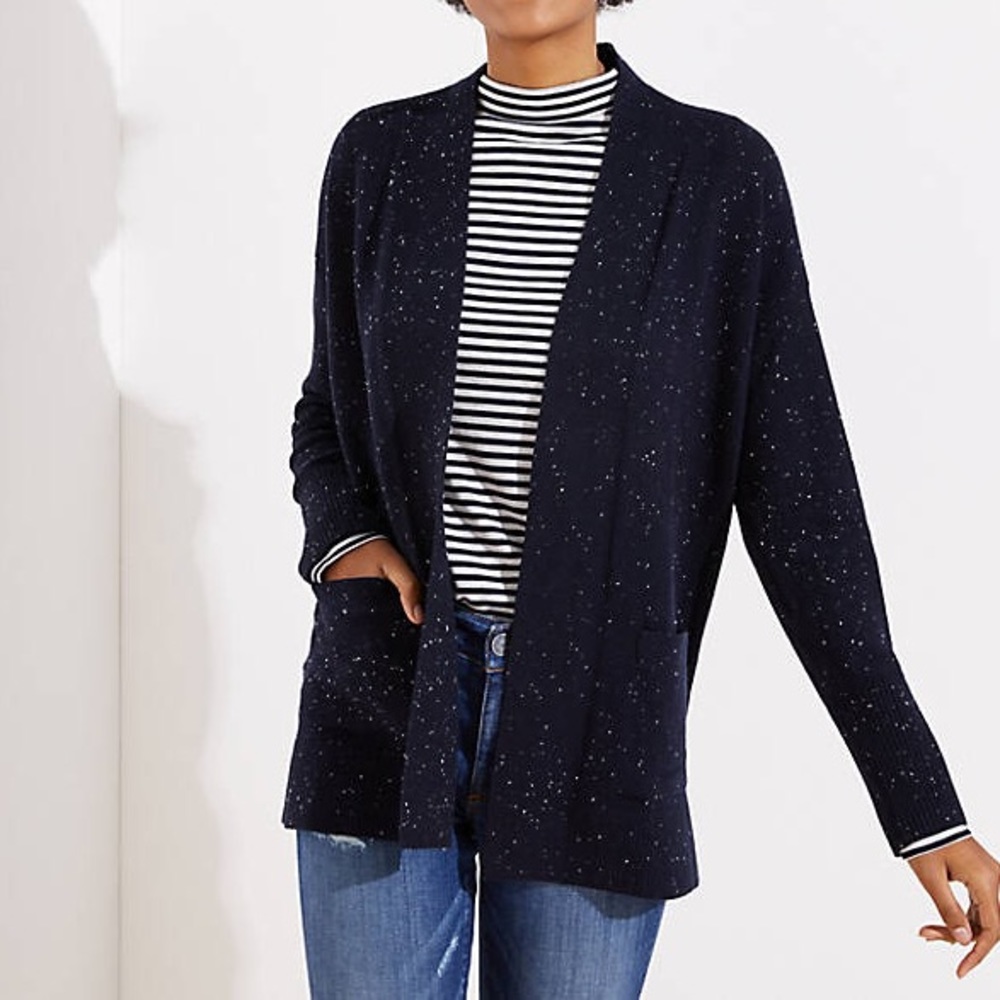 Loft Speckled Open Pocket Cardigan